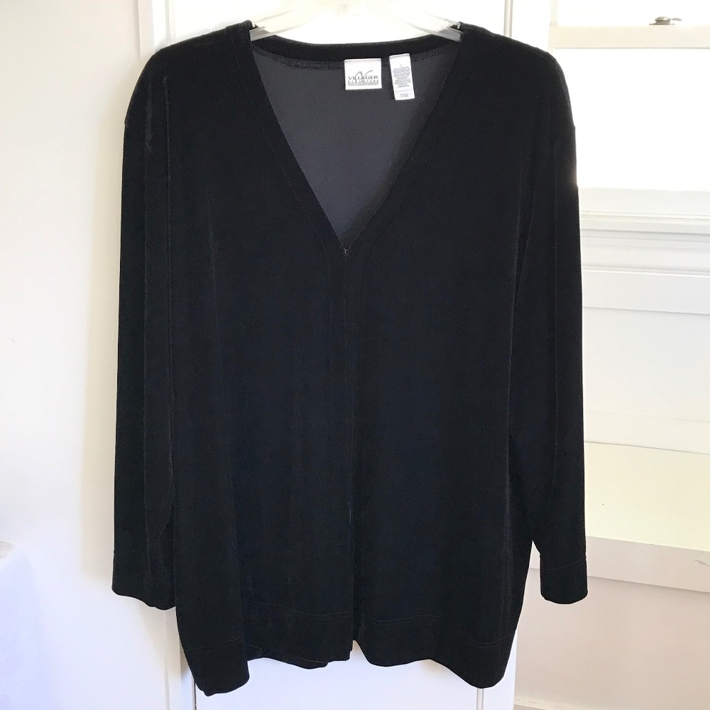 LIZ CLAIBORNE Black Velvet Cardigan Vintage Women’s Plus Size 3X